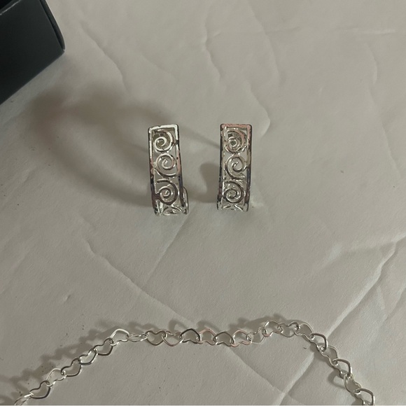 Silver Earrings and Necklace with Maroon Colored Mitten Case - Picture 5 of 9